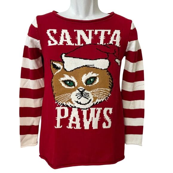 Ugly Christmas Sweater Orange Cat SANTA PAWS Size XS NWOT - Picture 1 of 4